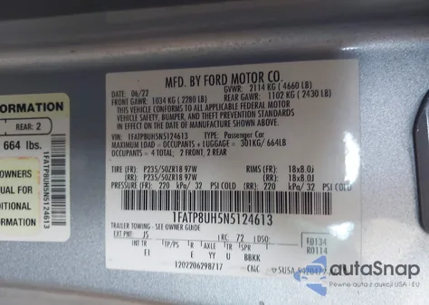 2022 Ford Mustang Ecoboost Premium from USA, damaged, VIN 1FATP8UH5N5124613